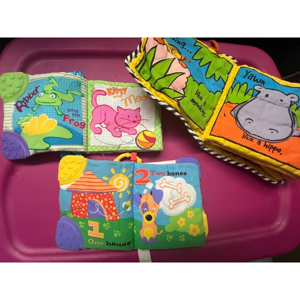 Lamaze Baby Connection Soft Activity Book Lot Monkey Animal Sounds Counting 3pc